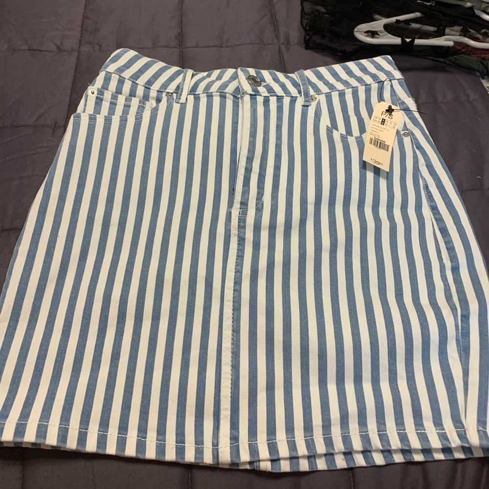 striped jean pencil skirt